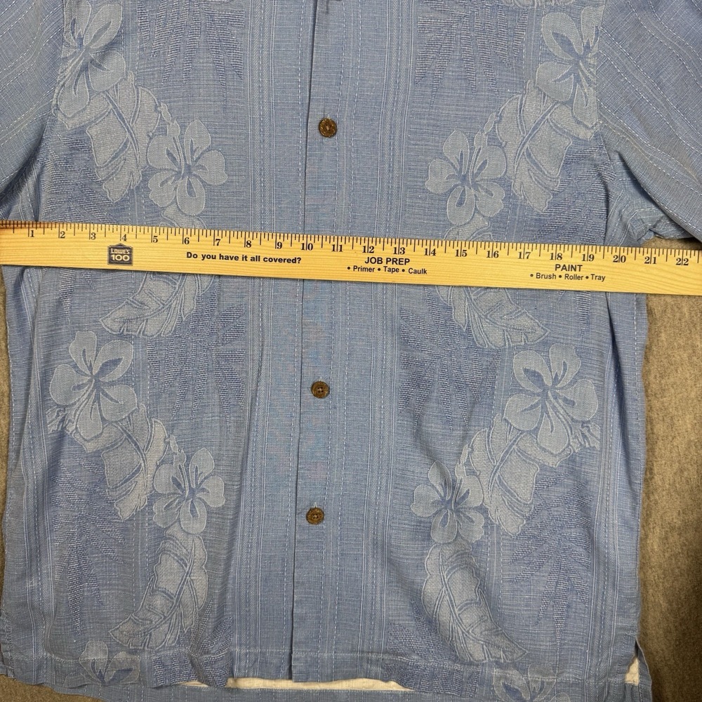 TOMMY BAHAMA Men's Maui Border Silk Camp Shirt Buccaneer Blue Size Large - Picture 7 of 12